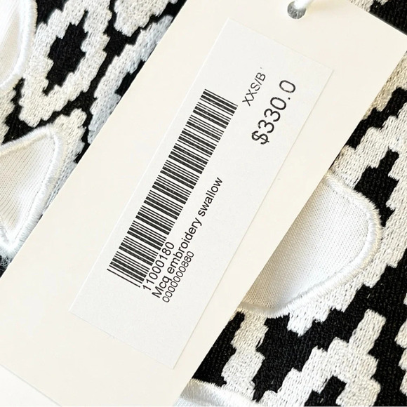 NWT MCQ Alexander McQueen Swallow embroidered patch t-shirt black and white - Picture 7 of 11